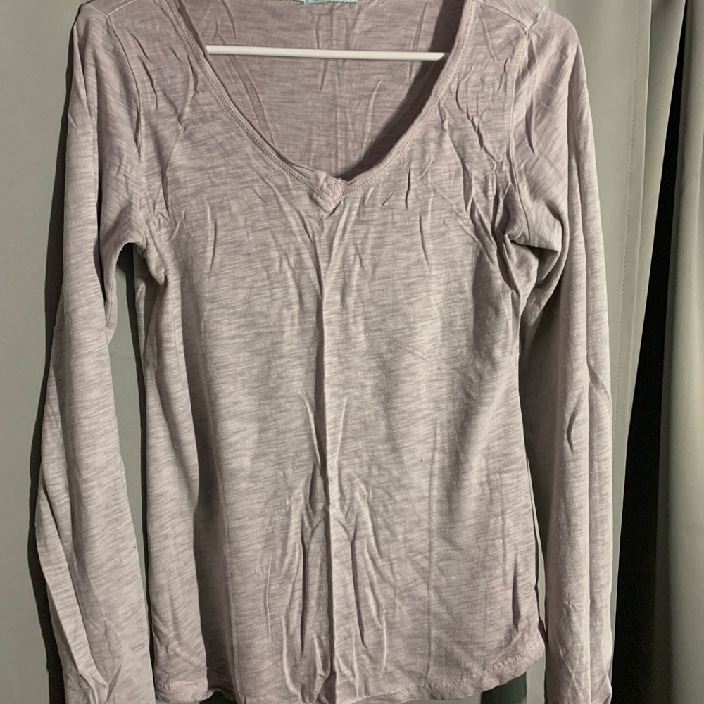 Maurices Light Lavender Long Sleeve V-Neck Blouse